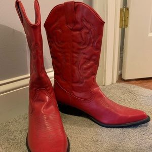 Fire Red Cowboy Boots